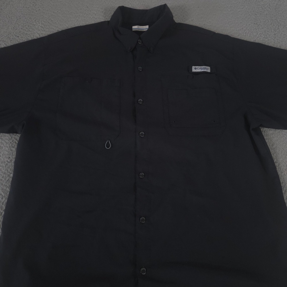 Columbia Shirt Mens XL Black Bonehead Short Sleeve Omni-Shade Vented Pockets